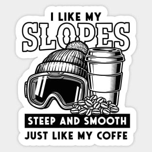 Steep Slopes & Smooth Coffee Ski Pun Sticker